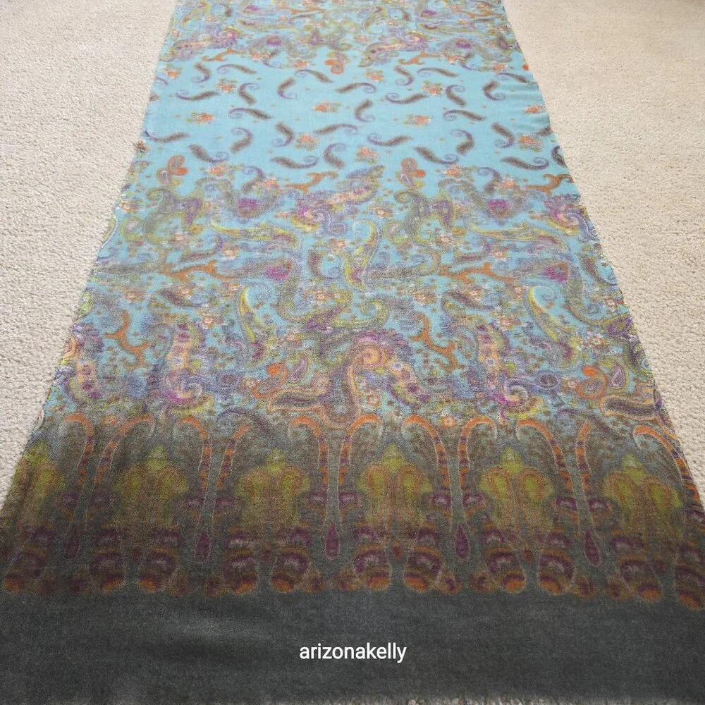 NWOT Wool Scarf Lightweight Colorful Paisley Design